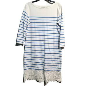 Vineyard Vines Long-Sleeve Stripe Knit Lace Hem Dress